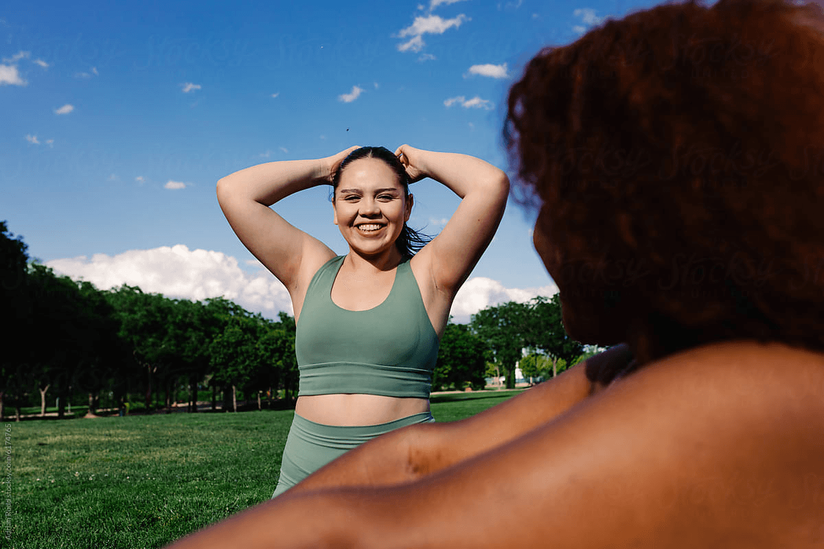 Woman smiling after an outdoor workout
