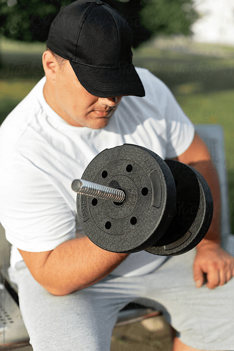 Strength training with a dumbbell